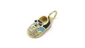 copy of Pendentif tong en laiton plaqué or 18k et strass zircon