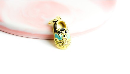 copy of Pendentif tong en laiton plaqué or 18k et strass zircon