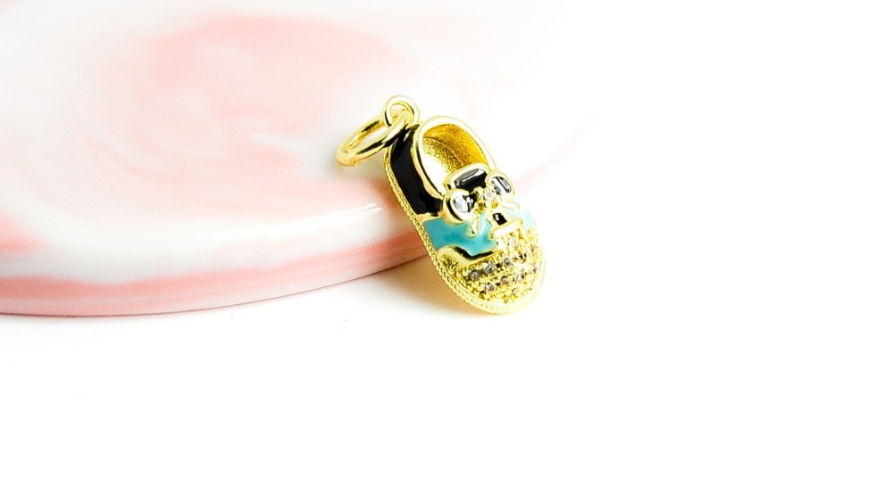 copy of Pendentif tong en laiton plaqué or 18k et strass zircon
