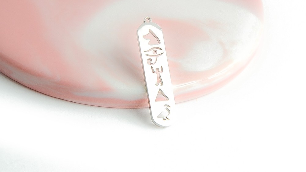 Pendentif cartouche Egyptien en acier inoxydable