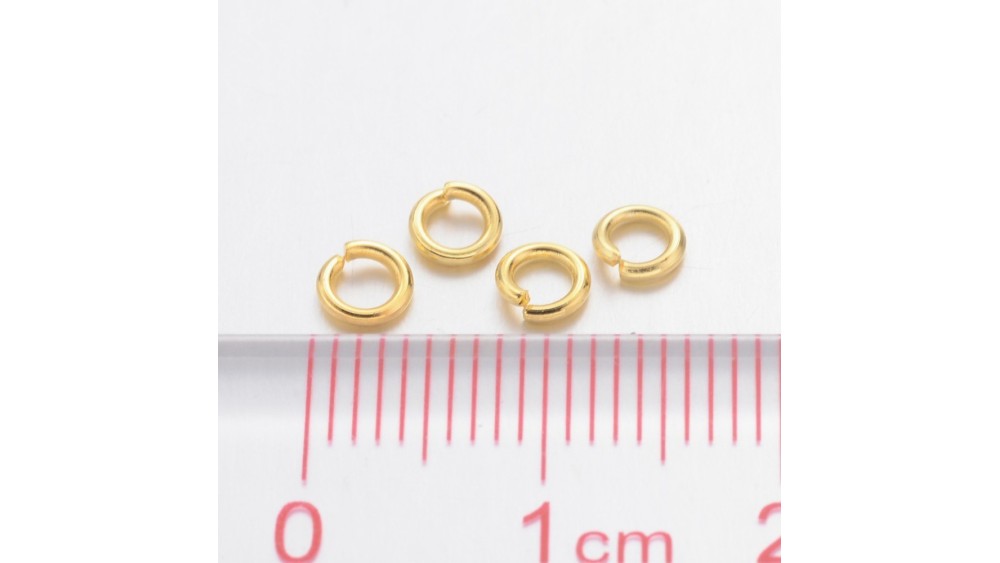 Anneaux de jonction ouverts 4x0.8mm en laiton couleur or pour bijoux