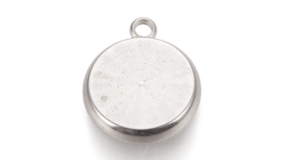 Pendentifs supports cabochons  10mm en acier inoxydable