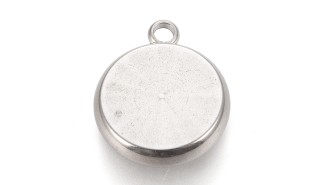 Pendentifs supports cabochons  10mm en acier inoxydable