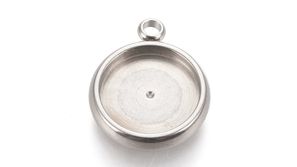 Pendentifs acier inoxydable supports cabochons 10mm coloris argent