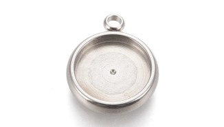 Pendentifs supports cabochons  10mm en acier inoxydable