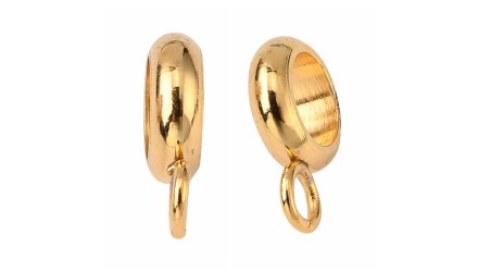 Bélières acier 304 dorée à enfiler pour cordons et chaînes 4mm