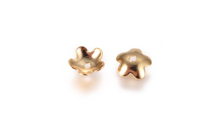 Coupelles fleurs  5.5mm en acier doré pour intercaler entre des perles