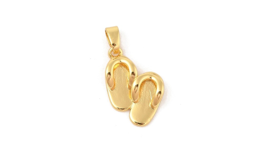 copy of Pendentif tong en laiton plaqué or 18k et strass zircon
