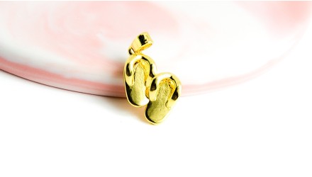 copy of Pendentif tong en laiton plaqué or 18k et strass zircon