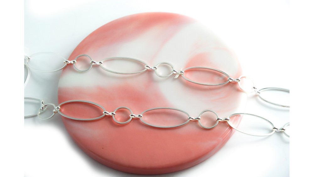 Chaîne laiton maillon ovale 10x25mm couleur argent