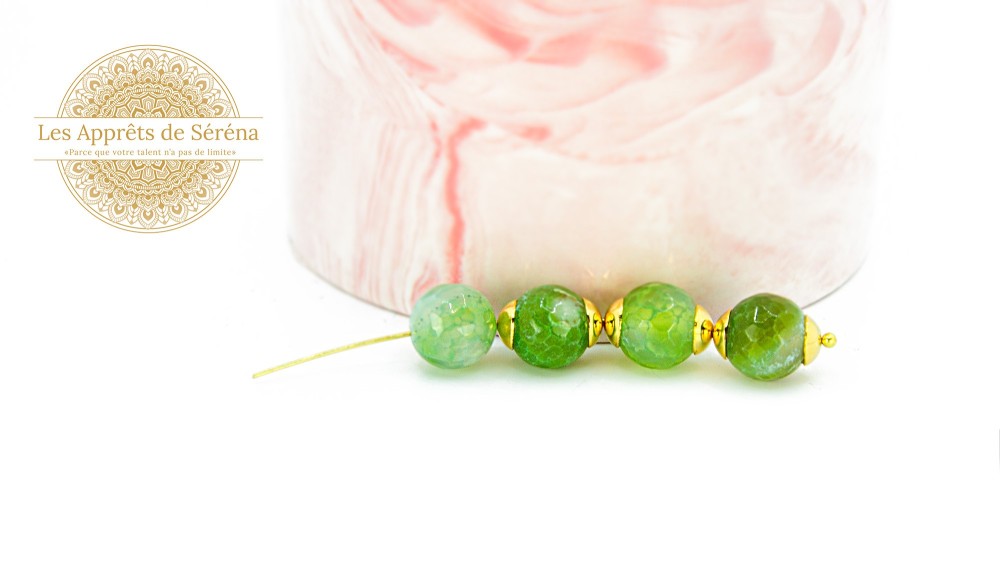 agate verte perle facettes