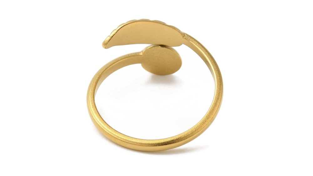 Support bague feuille 4mm en acier inoxydable couleur or