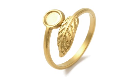 Support bague feuille 4mm en acier inoxydable couleur or