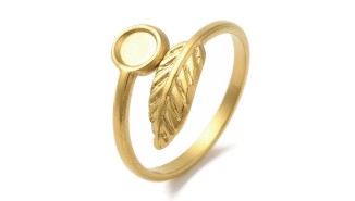 Support bague feuille 4mm en acier inoxydable couleur or