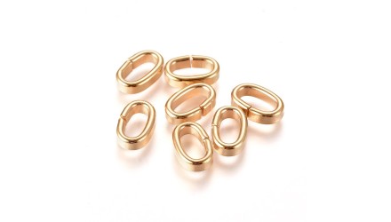 Connecteurs anneaux ovales 9.5mm en acier 304 doré création bijoux