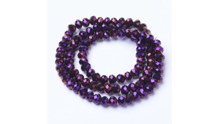 50 perles abaques à facettes 8x6mm violettes irisées pour création DIY