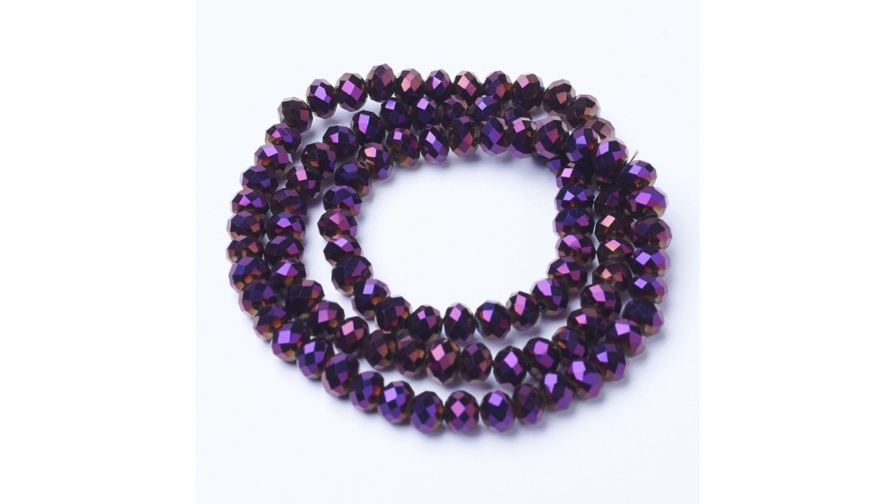 50 perles abaques à facettes 8x6mm violettes irisées pour création DIY