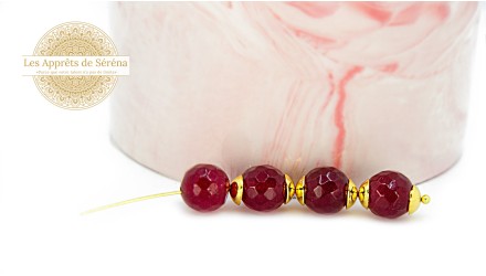 perles jade teintée rouge 10mm