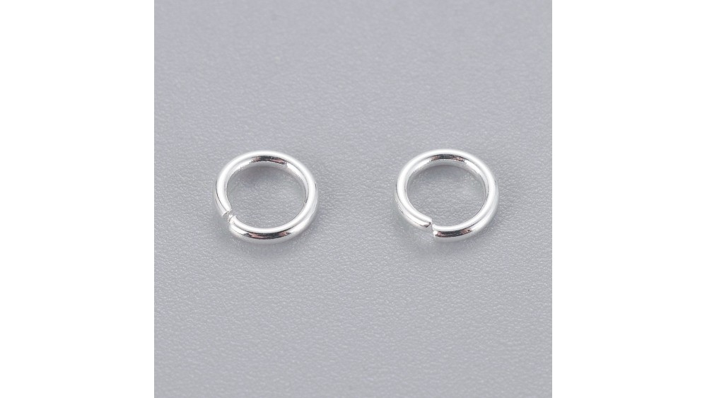 Anneaux de jonction ouverts 4x0.8mm en laiton couleur argent pour bijoux