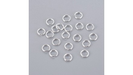 Anneaux de jonction ouverts 4x0.8mm en laiton couleur argent pour bijoux