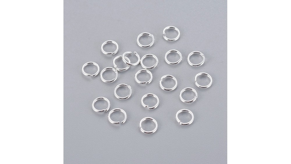 Anneaux de jonction ouverts 4x0.8mm en laiton couleur argent pour bijoux