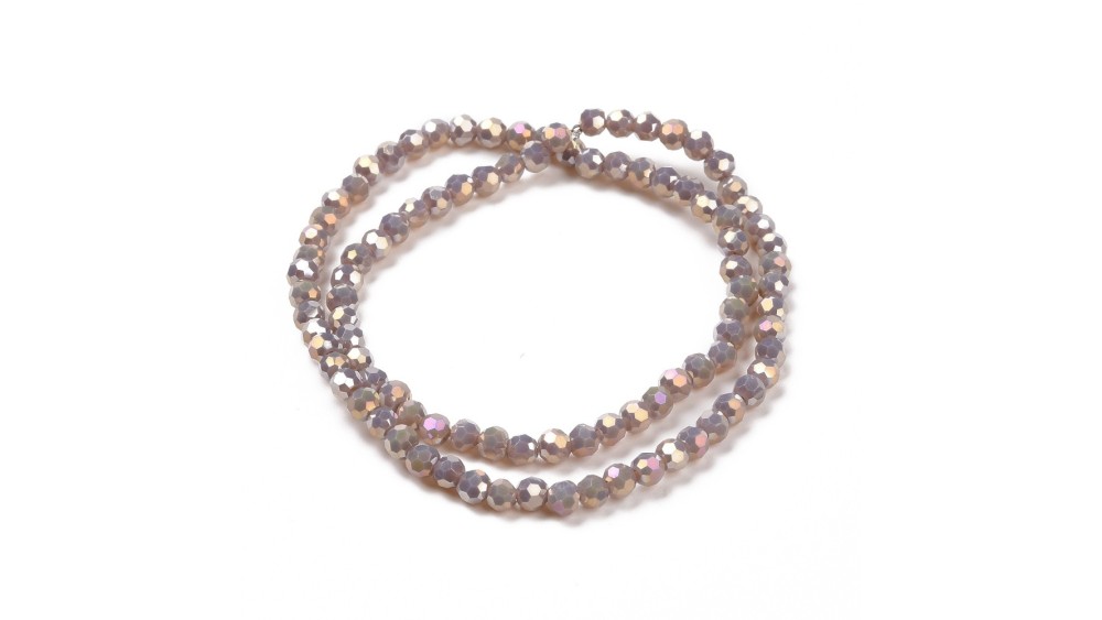Perles rondes à facettes 4mm lavande AB pour création de DIY