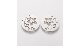 pendentif hibiscus acier