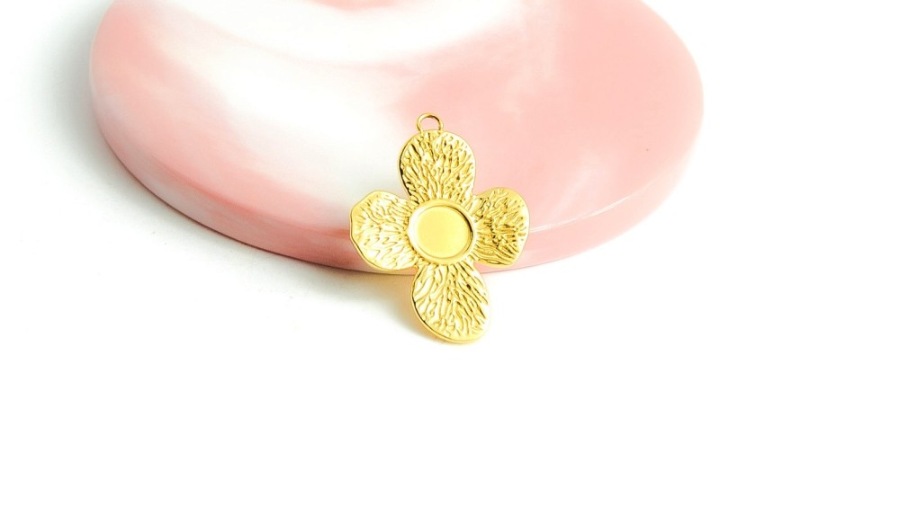 copy of pendentif médaillon support pour cabochon 4mm acier inoxudable plaqué or