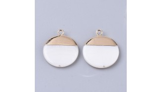 Pendentif d'exception en nacre blanche et laiton dorure longue tenue