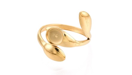 copy of Support bague soleil pour cabochon 8mm acier inoxydable palqué or 18k