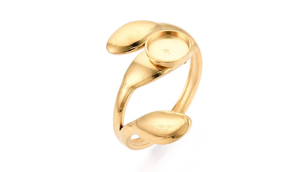 copy of Support bague soleil pour cabochon 8mm acier inoxydable palqué or 18k