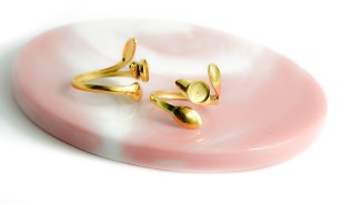 copy of Support bague soleil pour cabochon 8mm acier inoxydable palqué or 18k