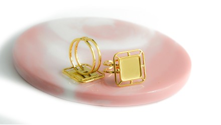 copy of Support bague soleil pour cabochon 8mm acier inoxydable palqué or 18k