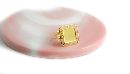 copy of Support bague soleil pour cabochon 8mm acier inoxydable palqué or 18k