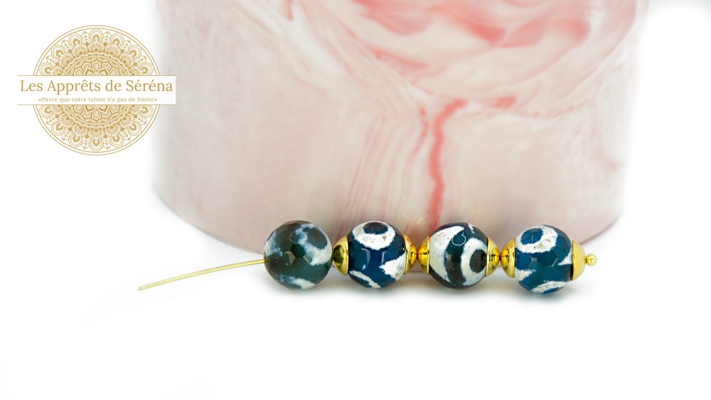 copy of Perles à facettes 10mm agate naturelle teintée bleue