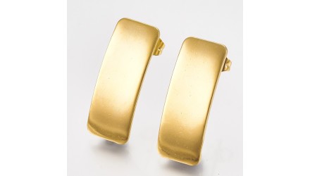 Paire de clous d'oreille rectangle courbé 26x10mm en acier 304 doré