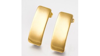 Paire de clous d'oreille rectangle courbé 26x10mm en acier 304 doré