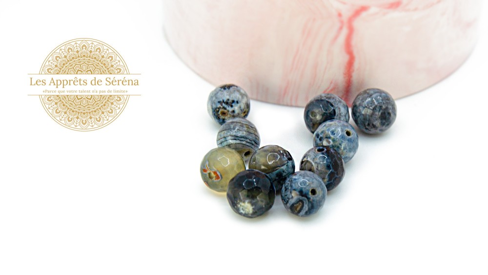 copy of Perles à facettes 10mm agate naturelle teintée bleue