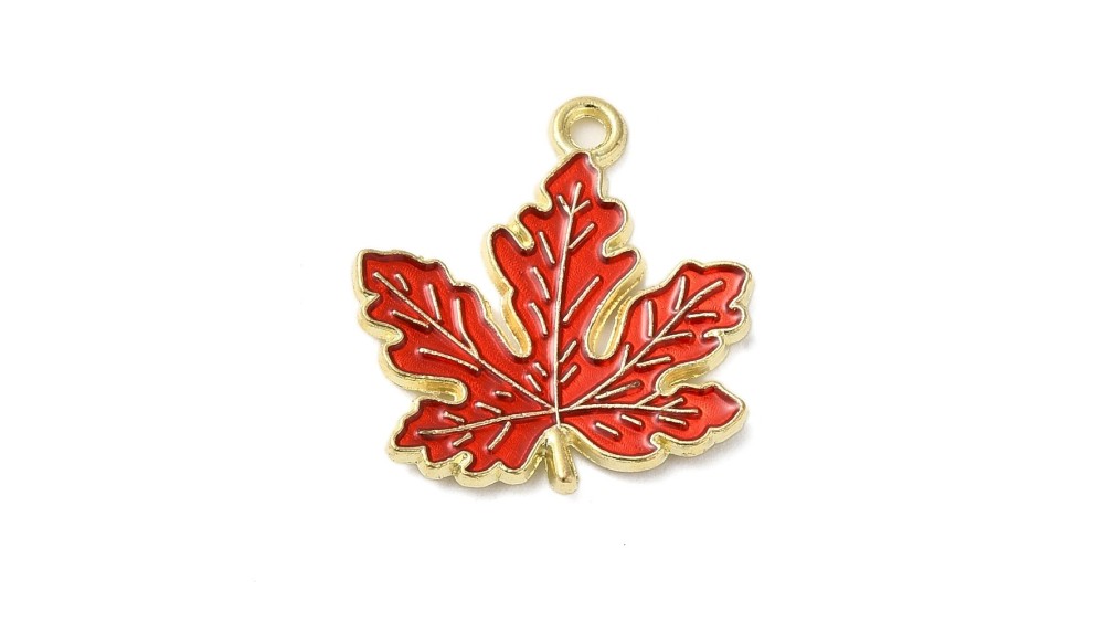 copy of Pendentif feuille d'érable rouge en zamak émaillé