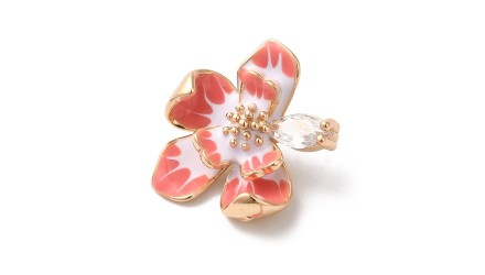 Pendentif orchidée fleur laiton émaillé