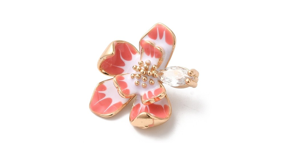 Pendentif orchidée fleur laiton émaillé