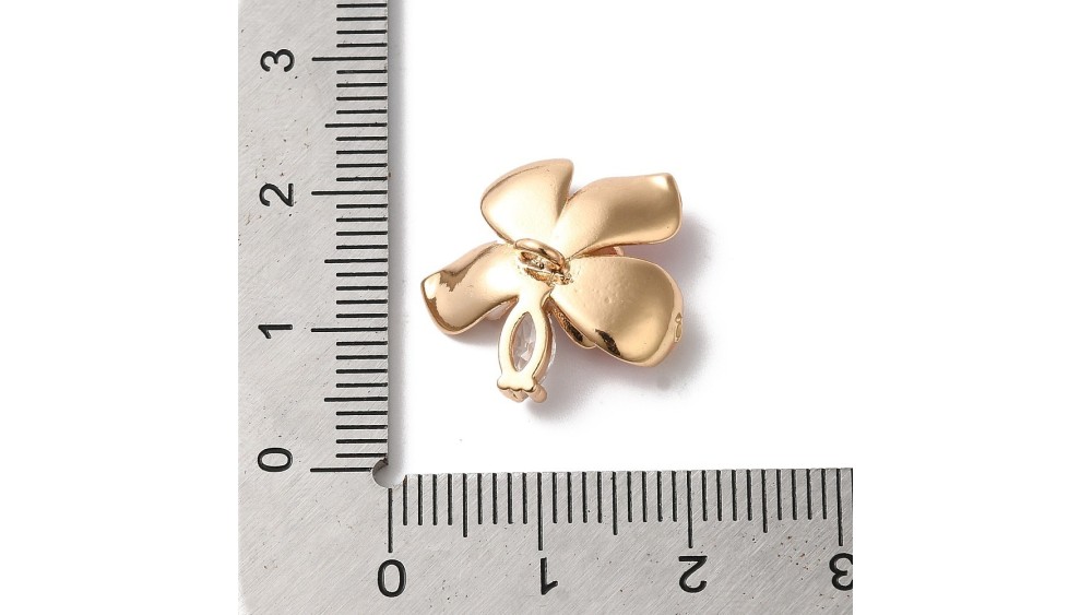 Pendentif orchidée fleur laiton émaillé