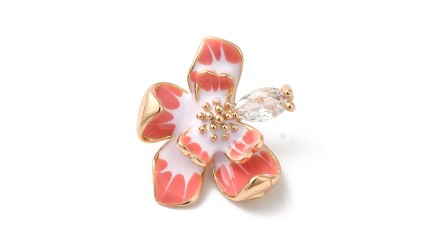 Pendentif orchidée fleur laiton émaillé