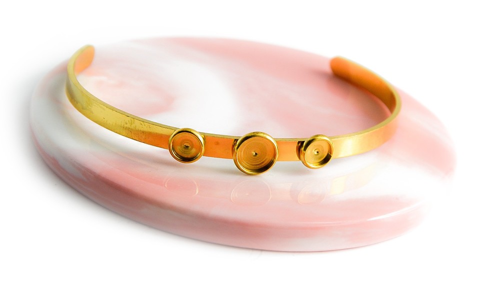 copy of Bracelet support cabochon 4mm en laiton doré  18K