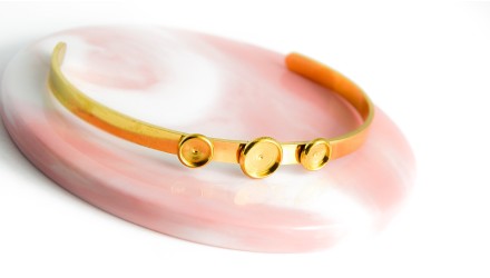 copy of Bracelet support cabochon 4mm en laiton doré  18K
