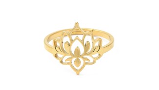 BAGUE LOTUS acier or