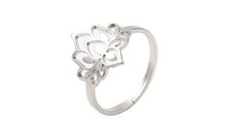 bague lotus acier argent
