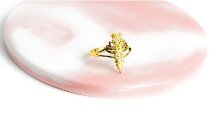 bague unalome acier or