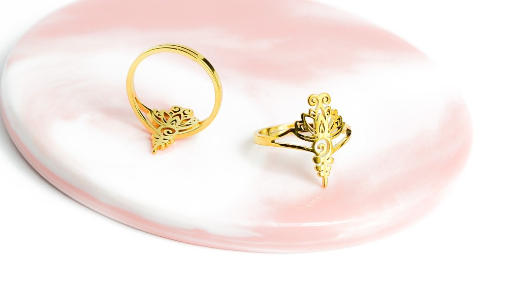 copy of Bague lotus en acier inoxydable couleur or