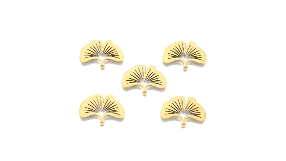 copy of Pendentif feuille acier inoxydable or 37x25mm